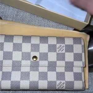 Louis Vuitton Damier Azur Wallet with Gold Button